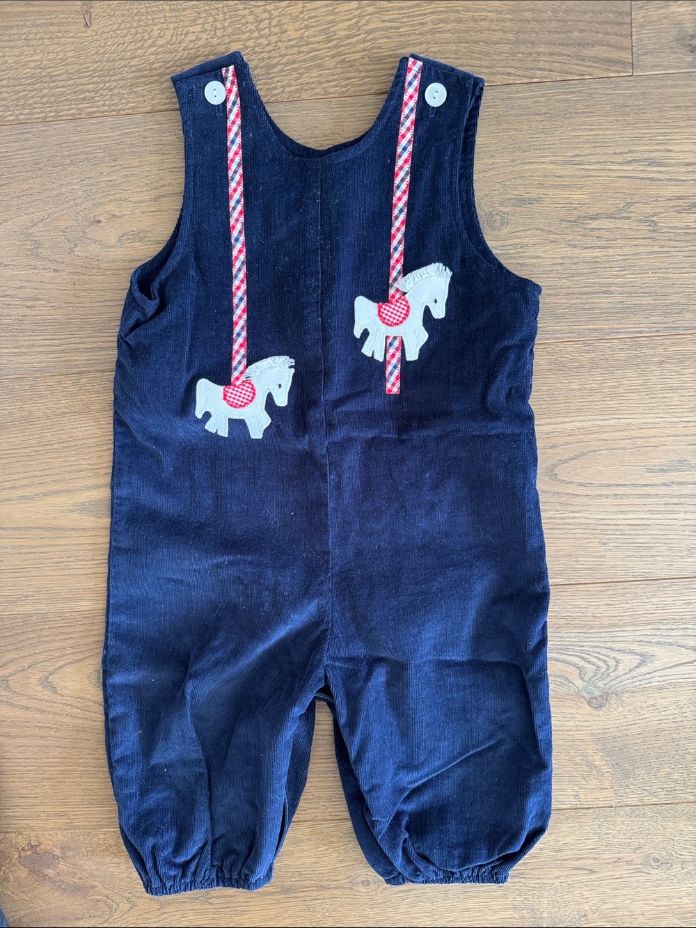 Navy Kids Romper with Carousel Horse Appliqué